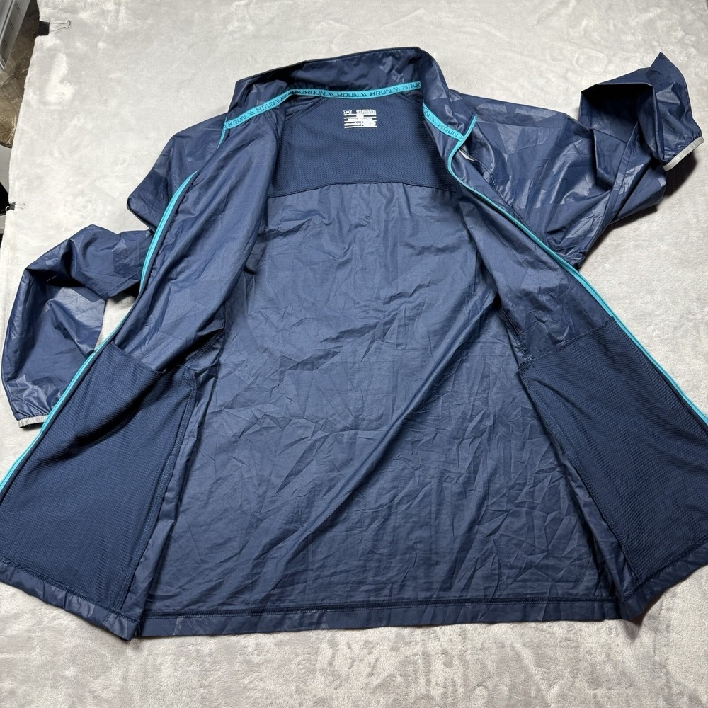 Under Armour Windbreaker Jacket Mens 2XL Navy Blue Geometric Camo 1253577 - Picture 8 of 12